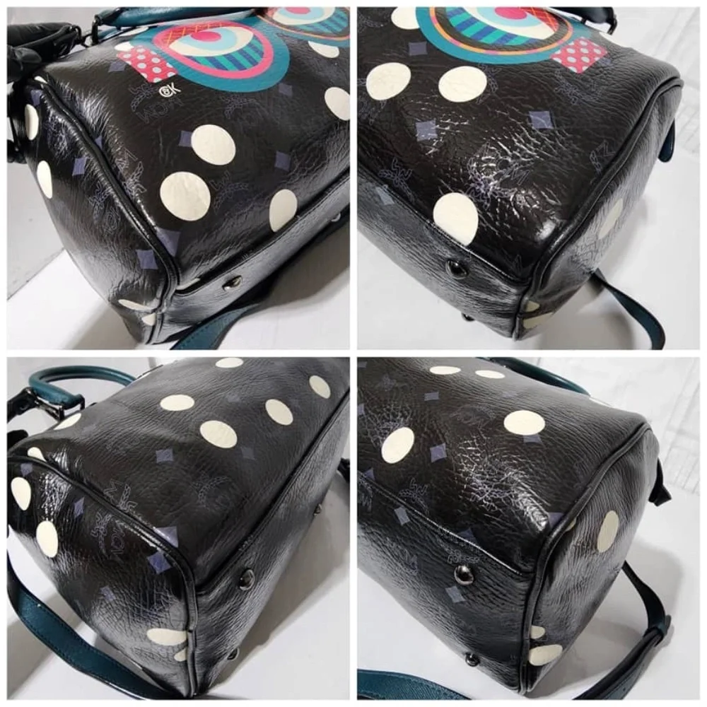 Authentic MCM Craig & Karl Snowdome Boston Bag Black/Green